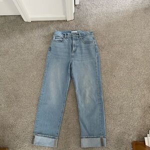 Petite straight leg jeans in light wash